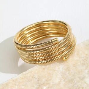 Modern Sculpted Coil Gold Bracelet